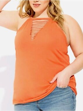 Torrid Heritage Festival Style - Orange Slashed Back Tank Top - Size 2